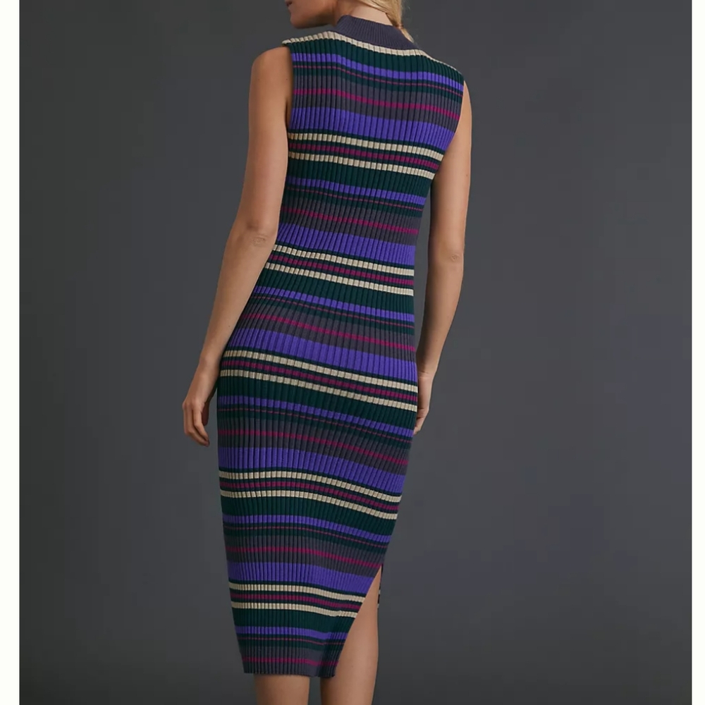 Dolan Purple and Yellow Striped Midi Dress - Picture 2 of 8